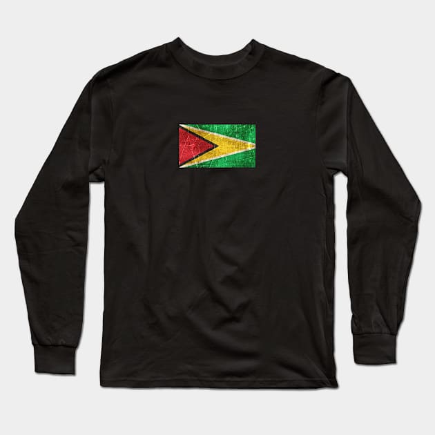 Vintage Aged and Scratched Guyanese Flag Long Sleeve T-Shirt by jeffbartels